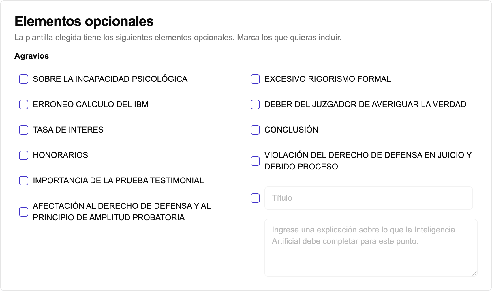 Elementos opcionales en leia